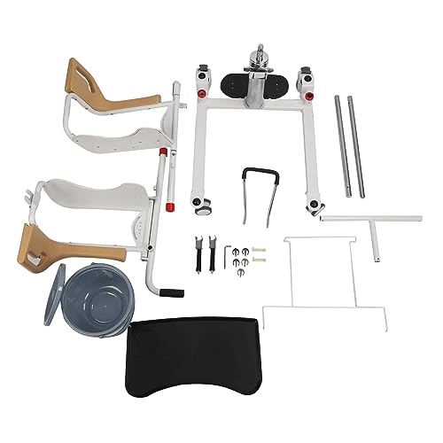 Hydraulic Lift Transfer Chair 180° Split Seat Transfer Lift W/Potty and Dining Table Load 220lb Metal Lift Wheelchair