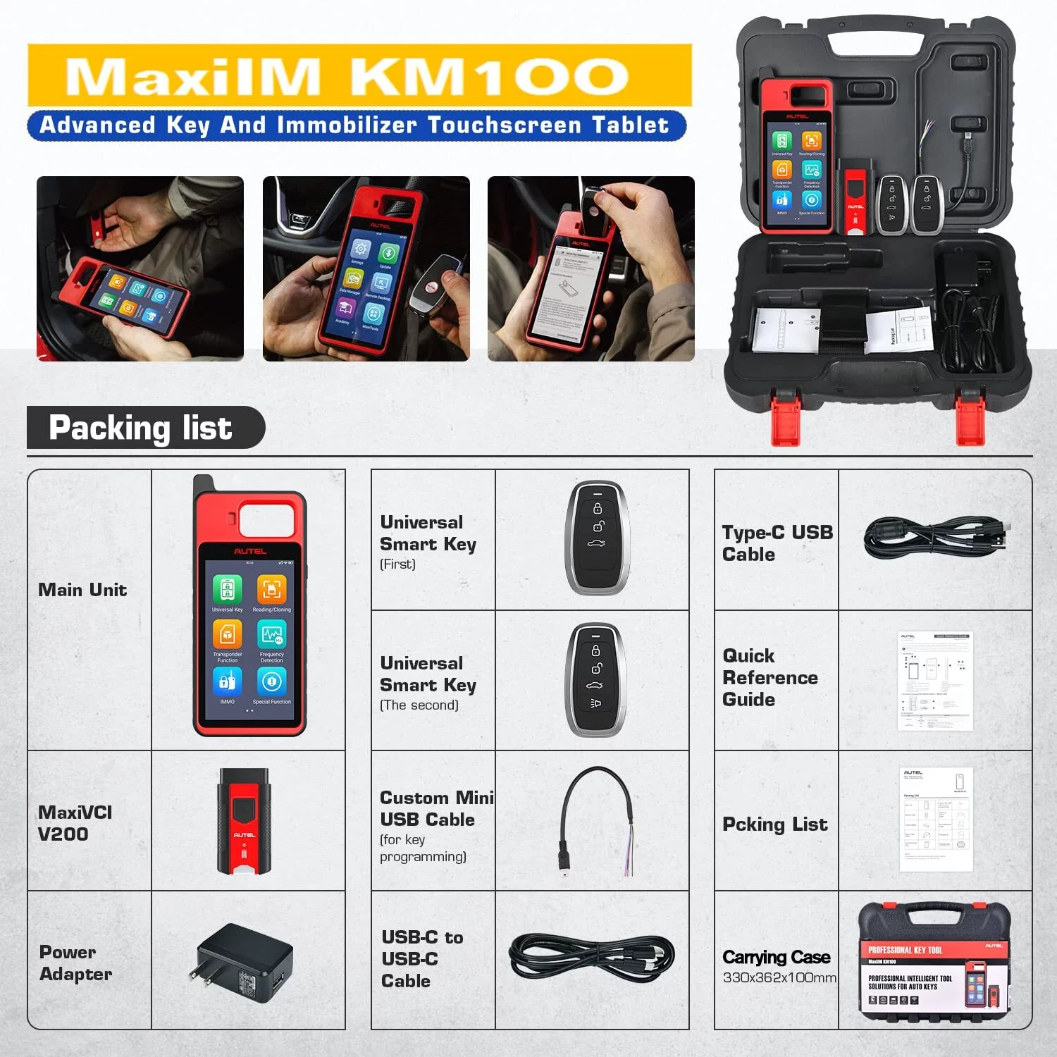 Autel MaxiIM KM100 Universal Key Generator Kit, Key Fob Programmer Immobilizer Tool,Autel IKEY for BMW,Volkswagen,Toyota,Honda