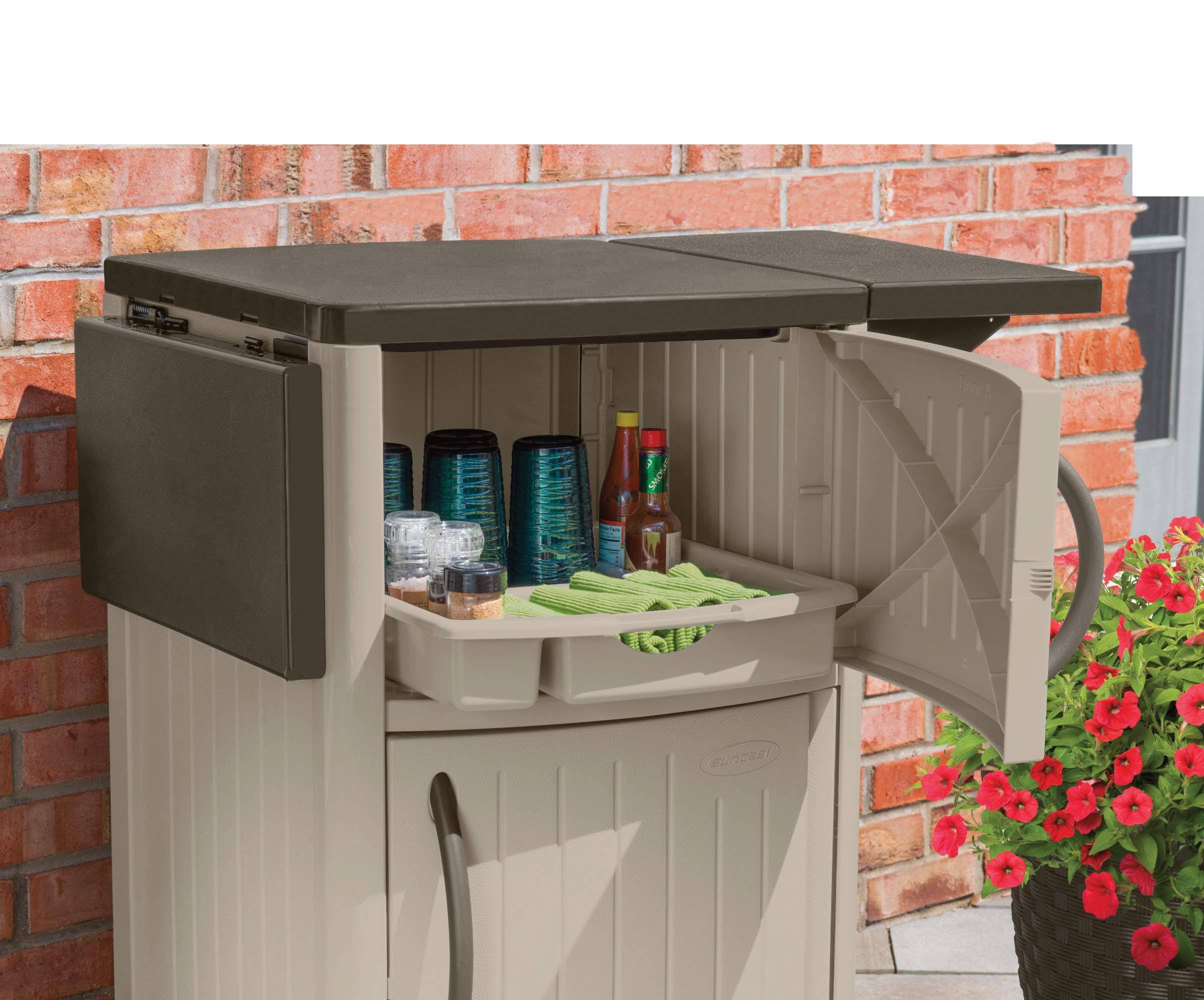 Suncast DCP2000 Outdoor Prep Station Cart, Taupe