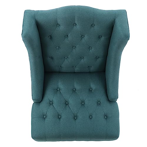 Wingback Accent Chair, Modern Button-Tufted Armchair, High-Back Fabric Club Chair for Reading in Bedroom,Living Room,Office Sofa Chair, Teal