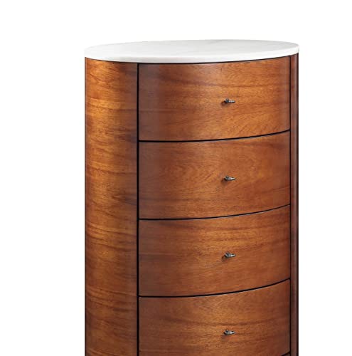 Chest with 5 Storage Drawers, Marble Top and Ball Bearing Glides, LERFAN Modern Style Wood Dressers & Storage Cabinets, 26" X 18" X 52"H