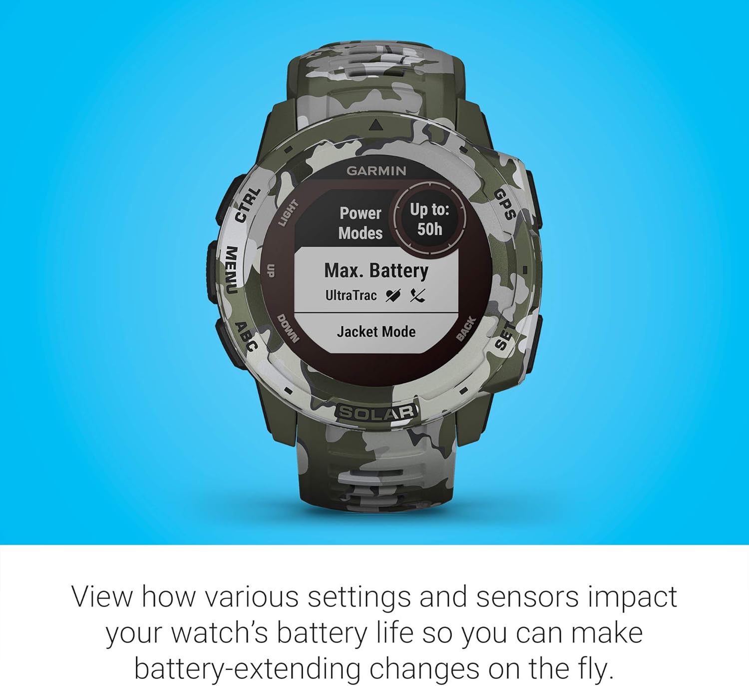 Garmin Instinct Solar, Rugged Outdoor Smartwatch with Solar Charging Capabilities, Built-in Sports Apps and Health Monitoring, Lichen Camo (Renewed)