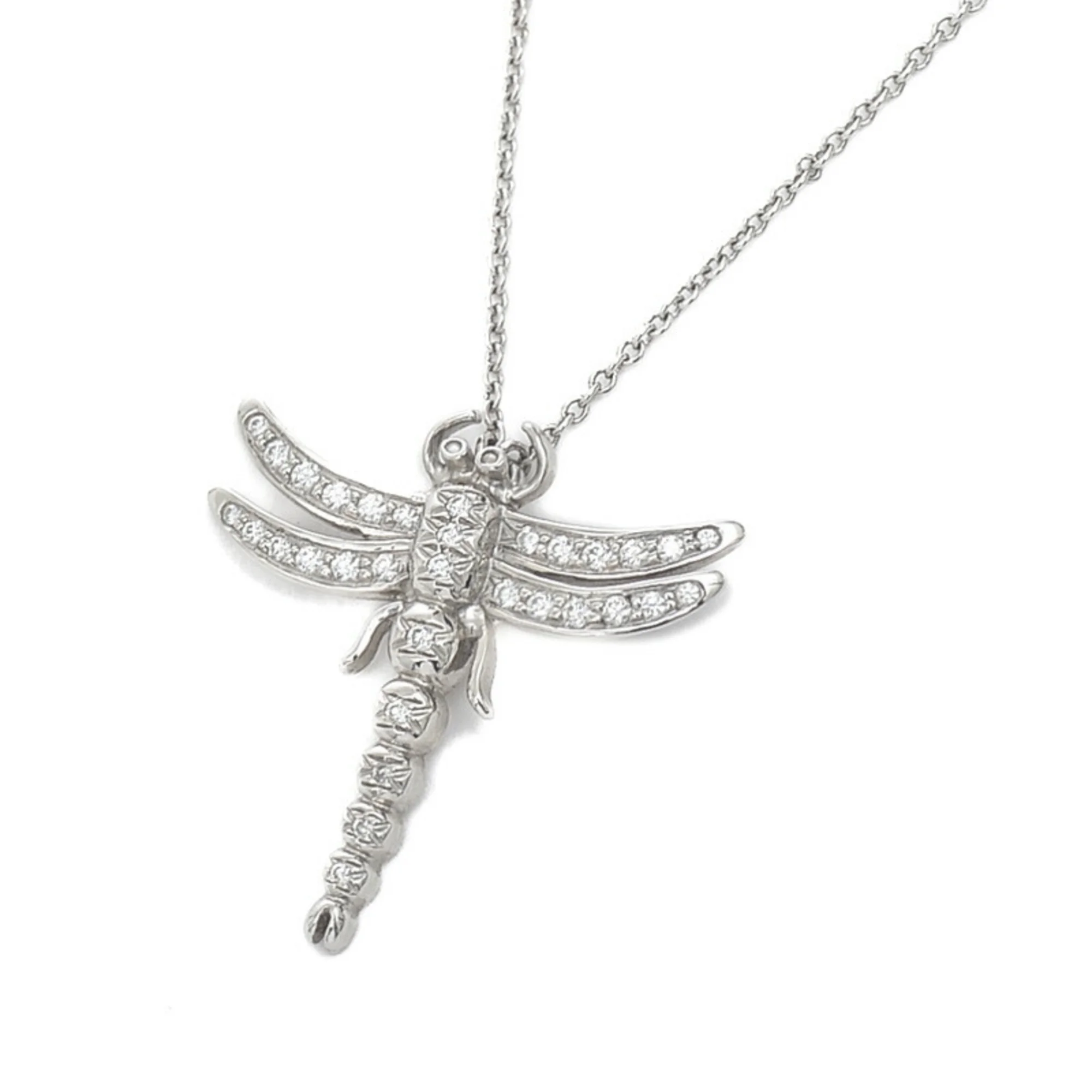 Pre-Owned Tiffany Dragonfly Motif Necklace Pt950 Diamond (Good)