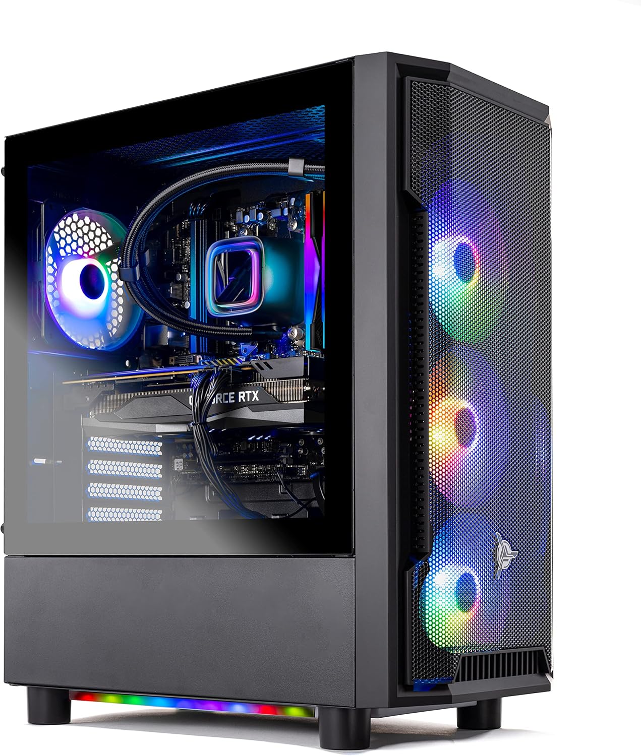 Skytech Gaming Skytech Shadow Gaming PC Desktop – AMD Ryzen 5 7600X 4.7 GHz, RTX 3060 Ti, 1TB NVME SSD, 32G DDR5 RGB, 600W Gold PSU, 240mm AIO, AC Wi-Fi, Windows 11 Home 64-bit,Black