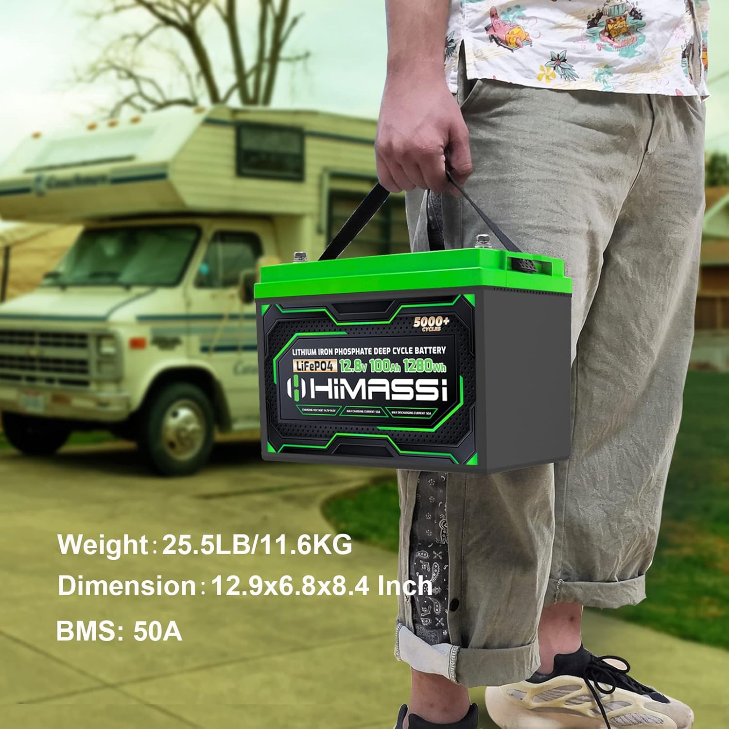 LiFePO4 Battery, 12V 400Ah Lithium Battery, Built-in 250A BMS, Lithium Ion Battery for Trolling Motor, Solar, Marine, RV Car, Camper, Home Storage, Off-Grid System