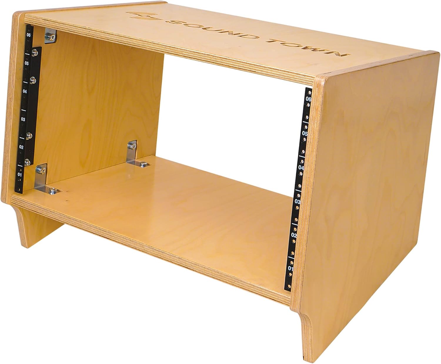 Sound Town 6U Space Baltic Birch Plywood Angled Desktop Turret Studio Equipment Rack (SDRK-6SL)