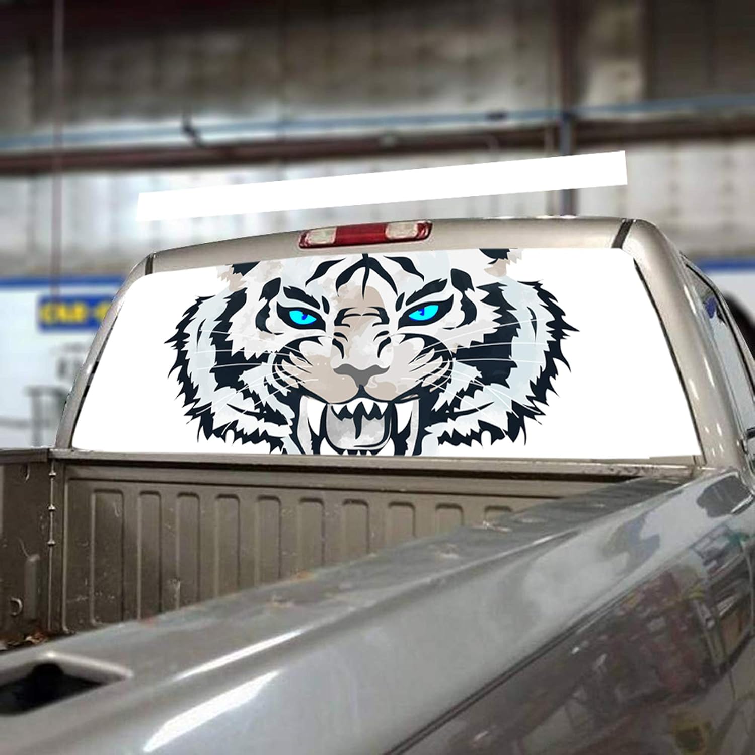 P&L ART. Truck Back Window Tint Tiger Graphic Decal, Perforated Wrap Sticker, Removable Easy Peel and Stick Tint, 53x14 Inch Pack of 2