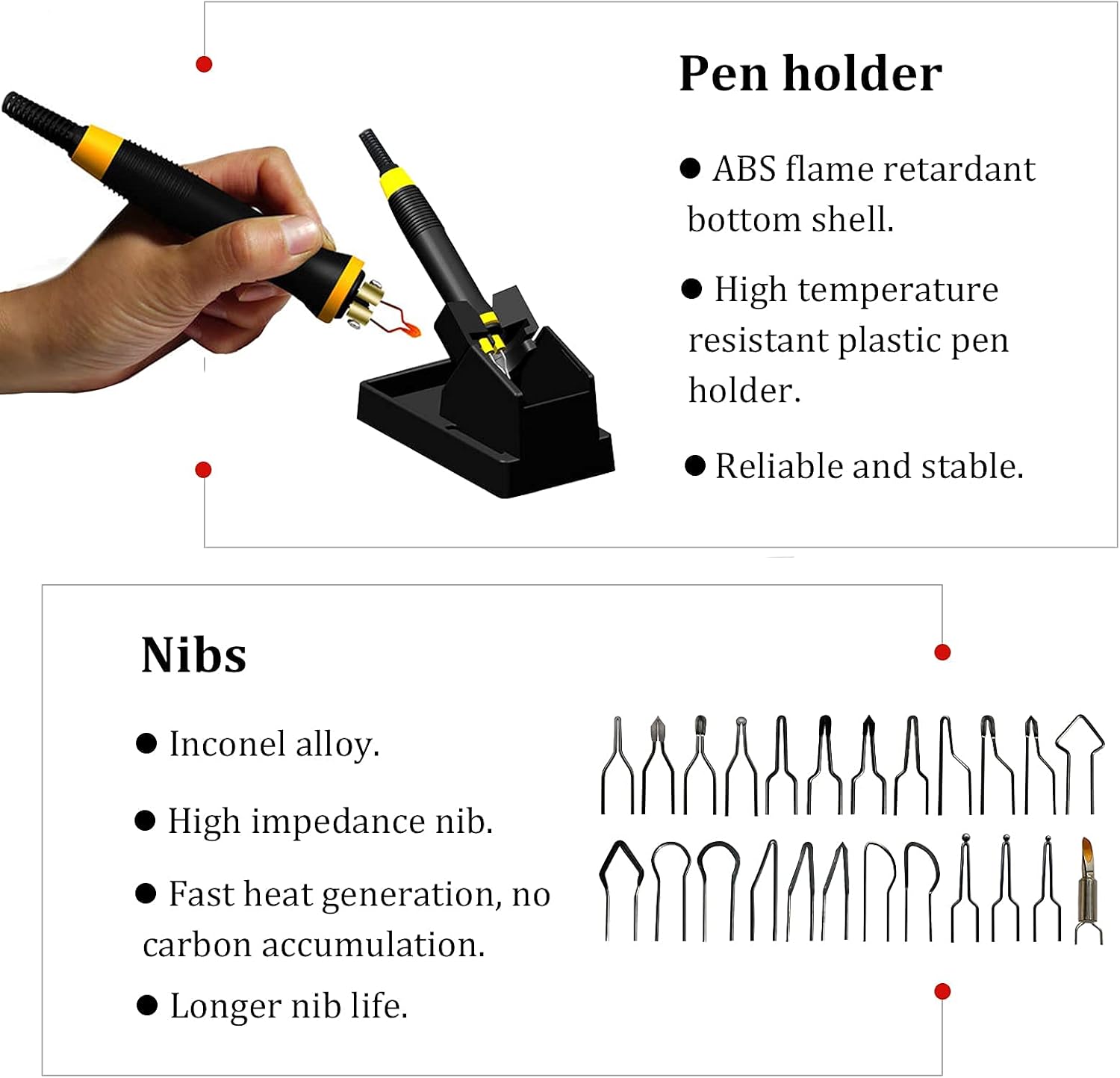 ViiArt Wood Burning Kit Professional Digital Adjustable Wood Leather Pyrography Machine Kit Wood Burner Tool 24 Wire Tips(Single Pen)