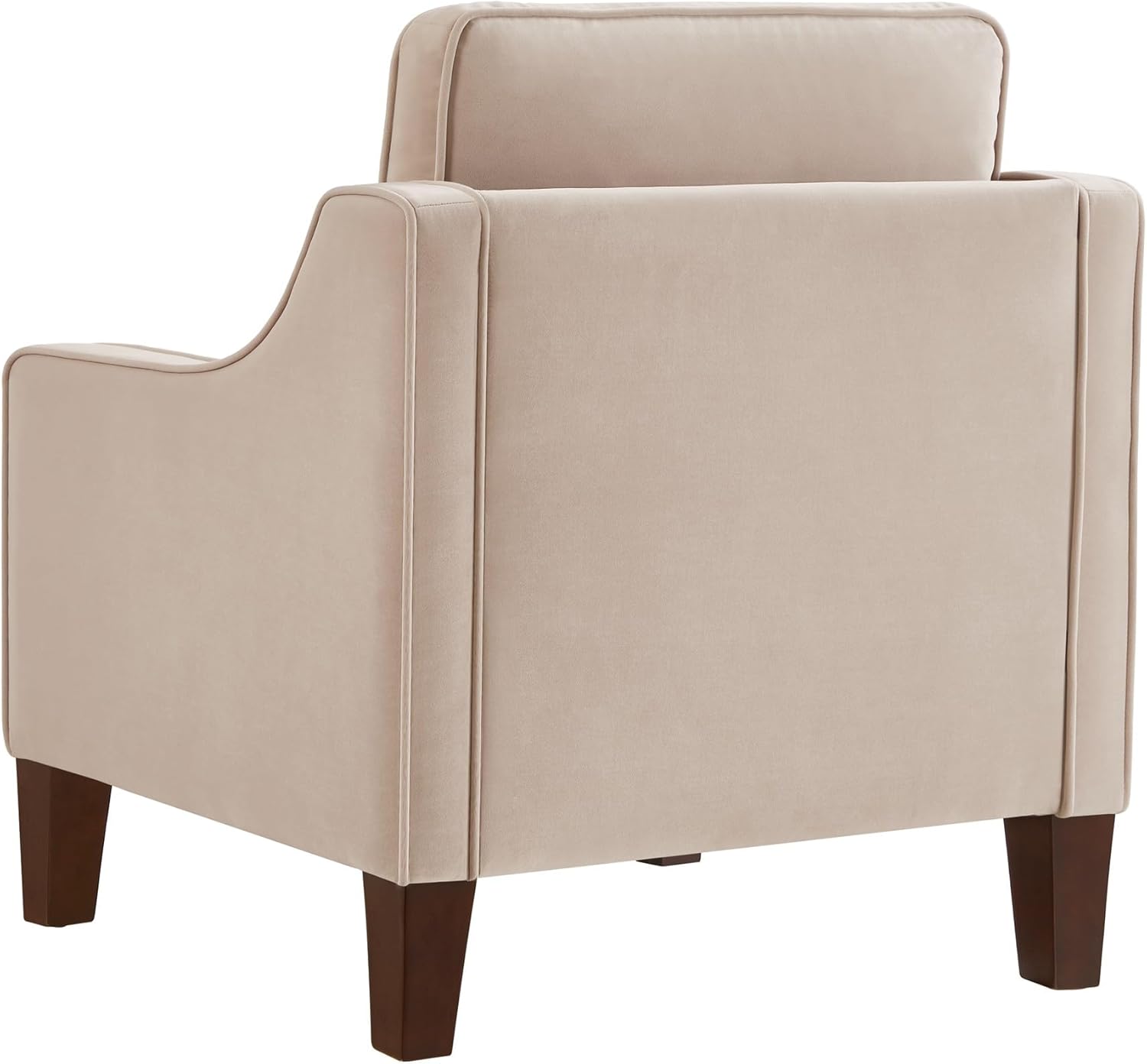29" Modern Upholstered Velvet Accent Chair, Comfy Reading Armchair with Scooped Armrest, Living Single Seat Sofa with Wooden Legs for Bedroom,Apartment,Studio,Office,Waiting Room (Taupe)