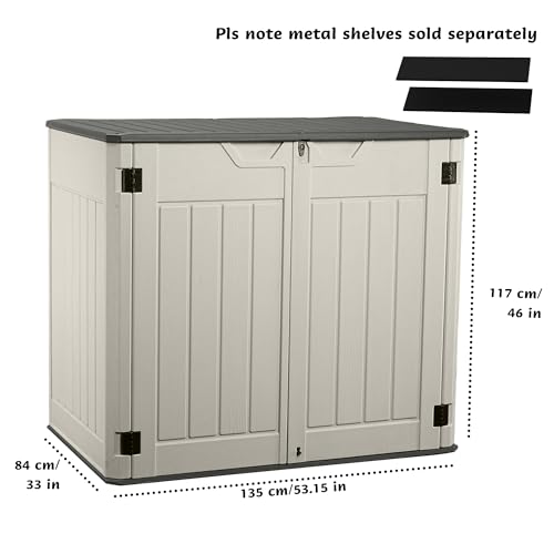 Vertical Resin Storage Shed, 60 Cuft Garden Tool Sheds & Outdoor Storage, Plastic Outdoor Storage Cabinet Waterproof, 4.5 x 2.3 ft Backyard Outside Lawn Mower Storage Shed, White