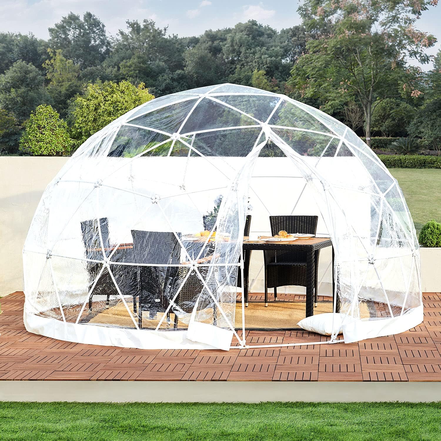 Bubble Tent Dome House Camping 12ft, Garden Outdoor Clear Shelter Geodesic 5-7 Person for Backyard Patios, Canopy Gazebos Screen House Room Lean to Greenhouse
