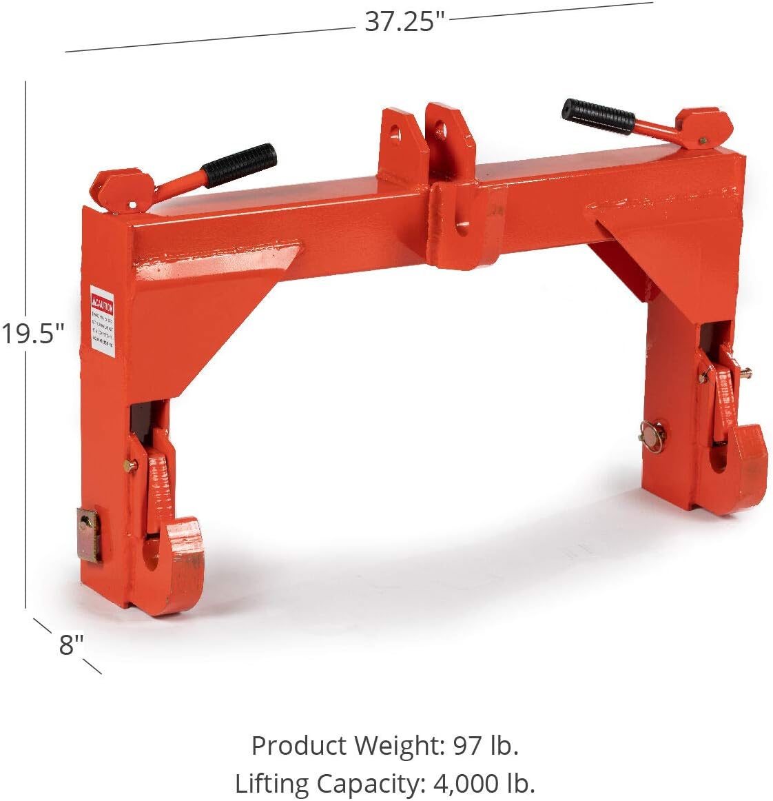 Titan Attachments Orange Category 2, 3 Point Quick Hitch Adapter