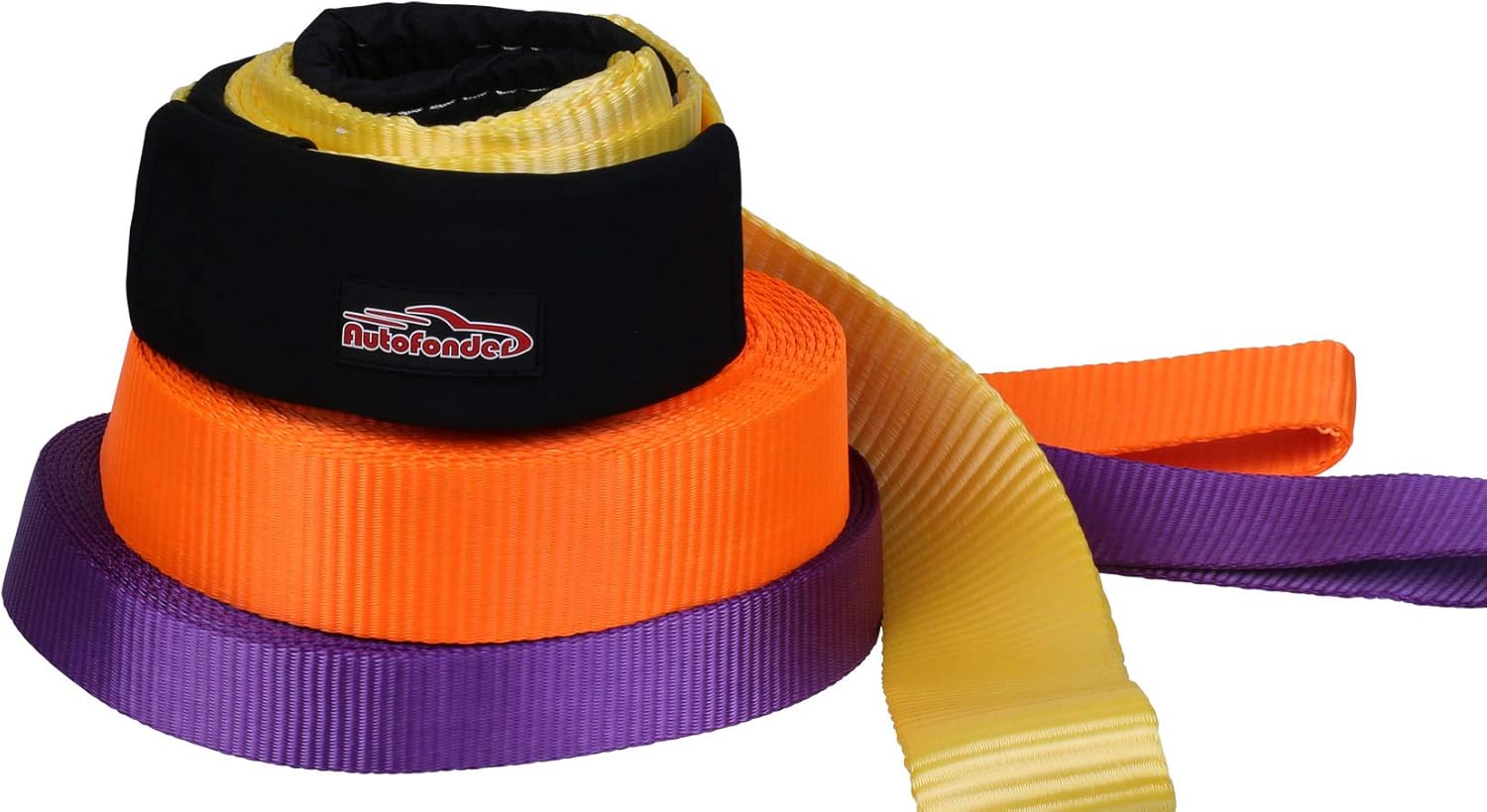 Autofonder Heavy Duty Tow Strap 12T Recovery Kit: 4WD Tow Strap + 3/4 Bow Shackle (2pcs) + Storage Bag (20ft)