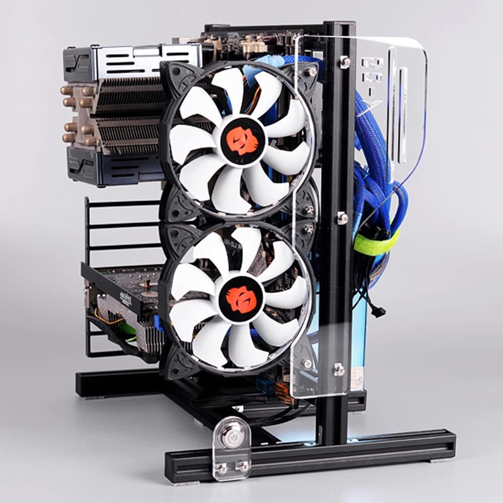 DIY Computer Motherboard Case Frame ATX M-ATX ITX Open Aluminum Chassis Vertical Overclocking Test Platform Chassis Overclocking Heat Dissipation(Black)