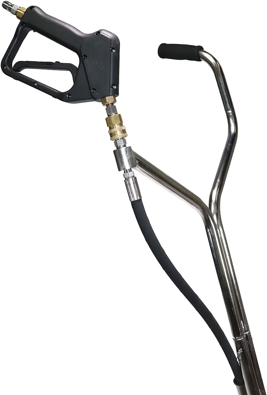 21" Stainless Steel Surface Cleaner with Vacuum Port, Wheels, and Wand Pressure Washer Attachment 4000 PSI, 12 GPM