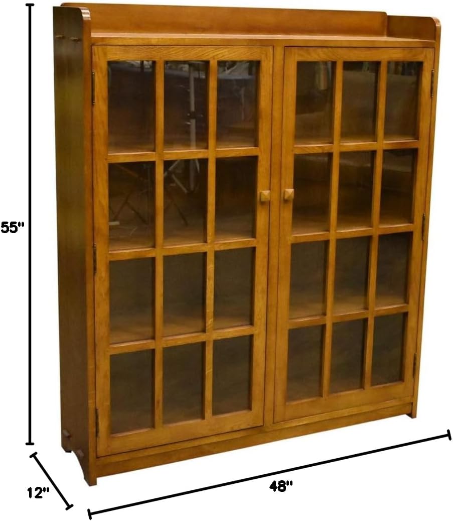 Crafters and Weavers Mission Oak 2 Door Bookcase with Glass Doors - Michael's Cherry