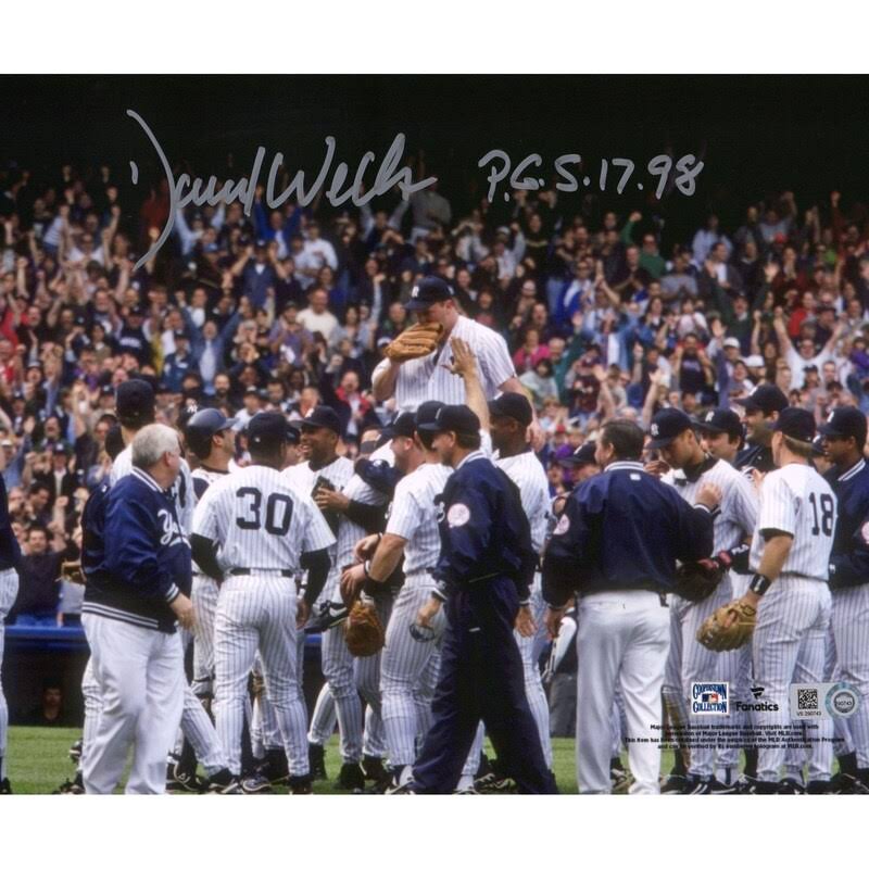 Fanatics Authentic David Wells New York Yankees Autographed 8x22 x 10x22 Perfect Game Carry Off Photograph with PG 5-17-98x22 In