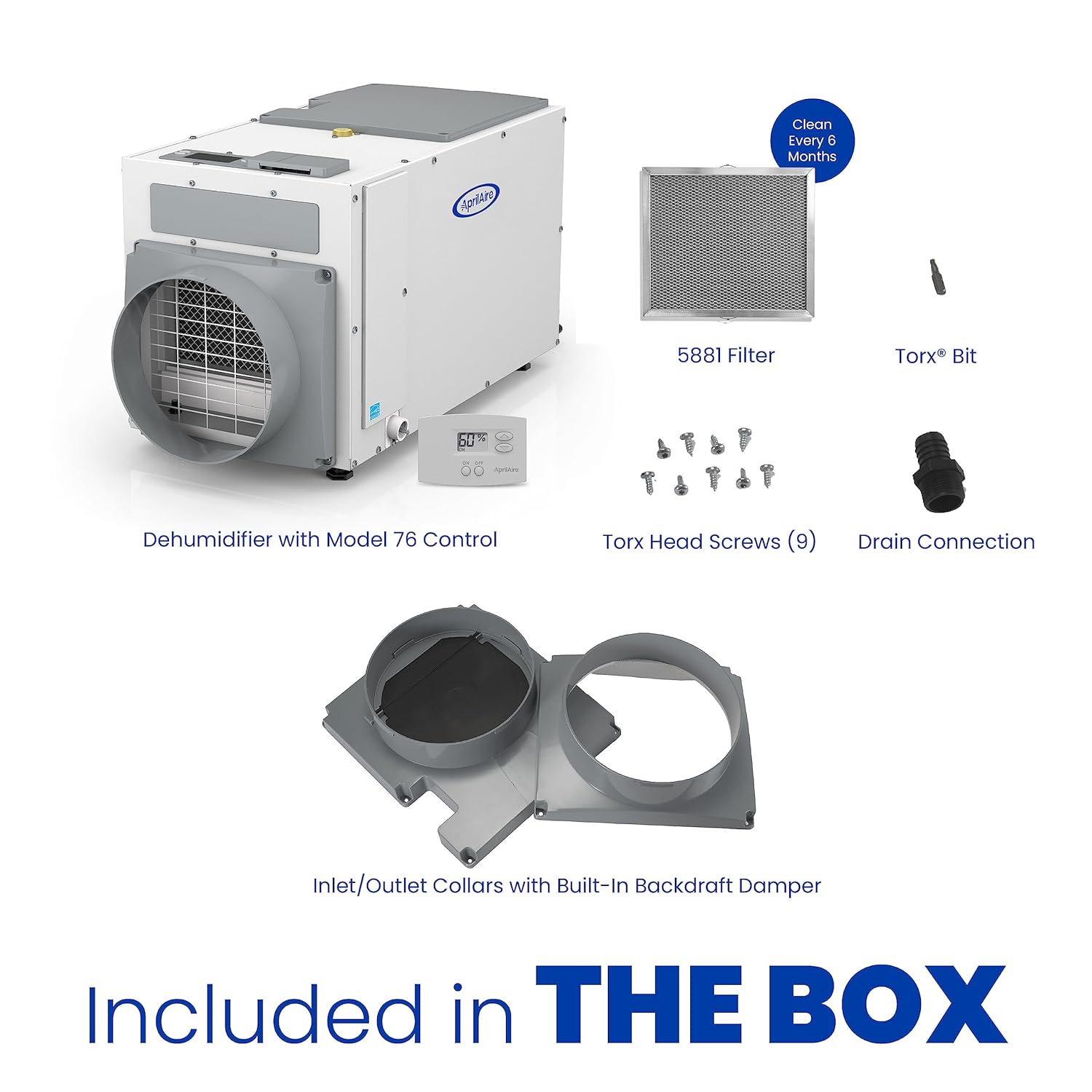 AprilAire E130 130-Pint + E100 100-Pint Whole-House Dehumidifiers + Model 76 Controls Bundle