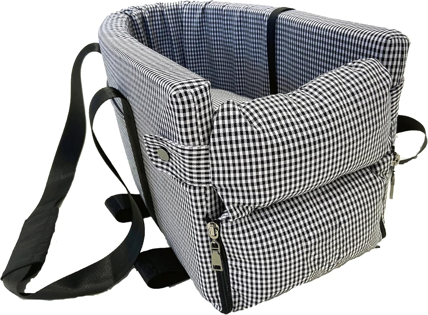 Ximei Dog Booster Car Seat ON Car Armrest Center Console Dog Pet Booster Car Seat Dog Cat Travel Seat Puppy Console for SUV Secure Safety Seat Perfect for Small Dogs Cats (Black and White)