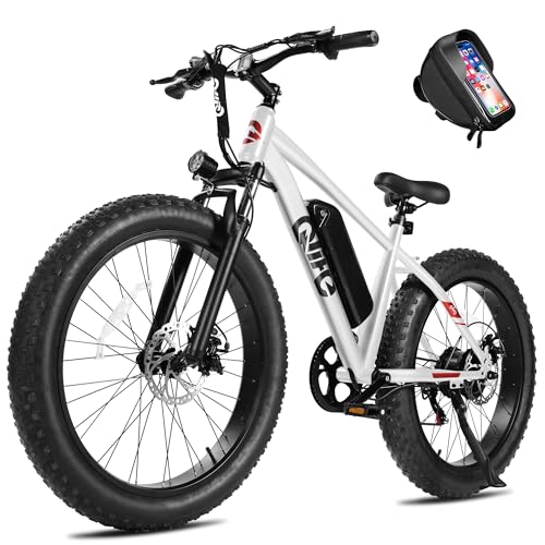 Racer Plus Adult Electric Bicycle, Peak 1000W Motor Electric Bike for Adults, Up to 28MPH 65Miles, 26x4.0 Fat Tire Electric Mountain Bike with 48V 13AH Battery, 7 Speed Front Suspension E Bike