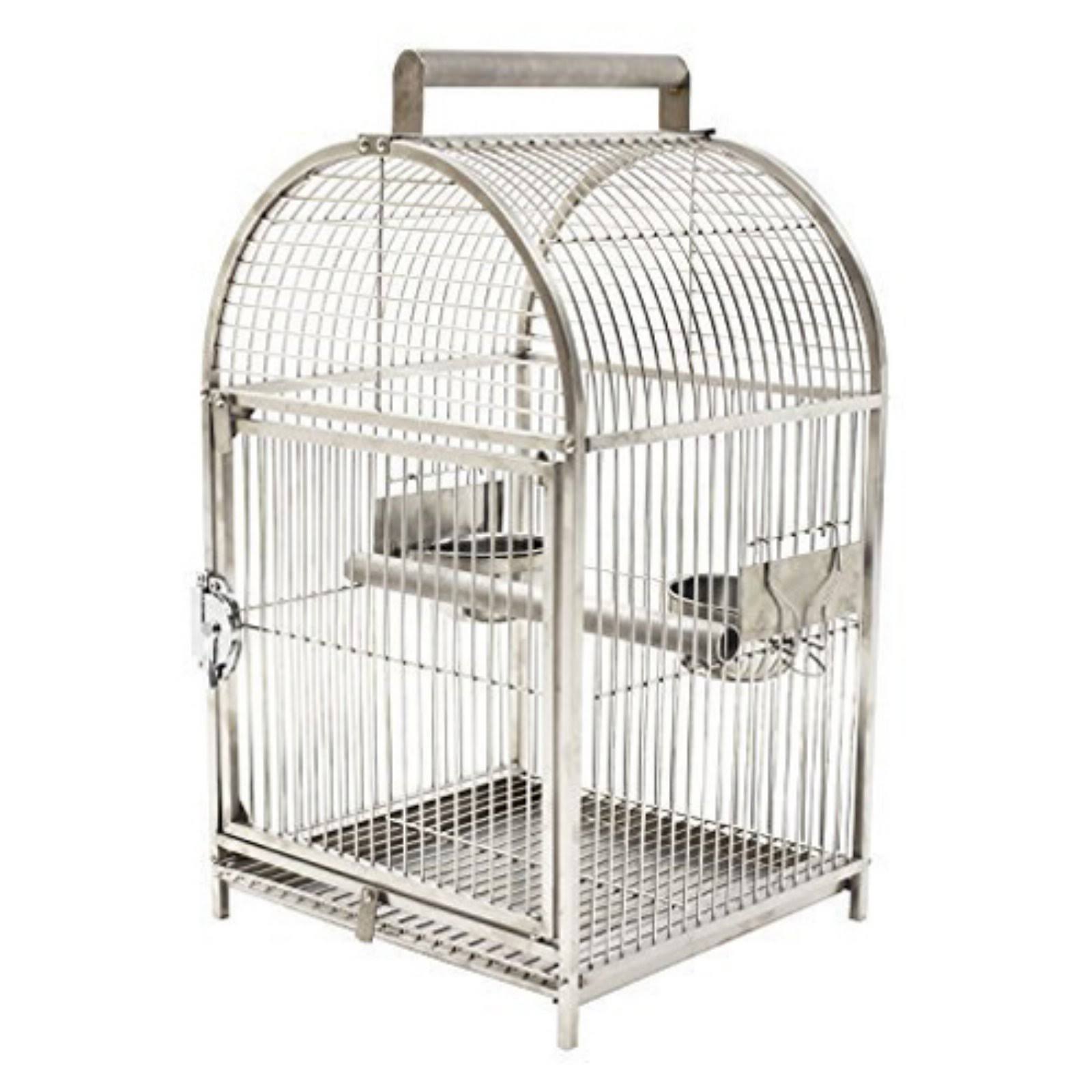 Pawhut Dome Top Stainless Steel Travel Bird Cage