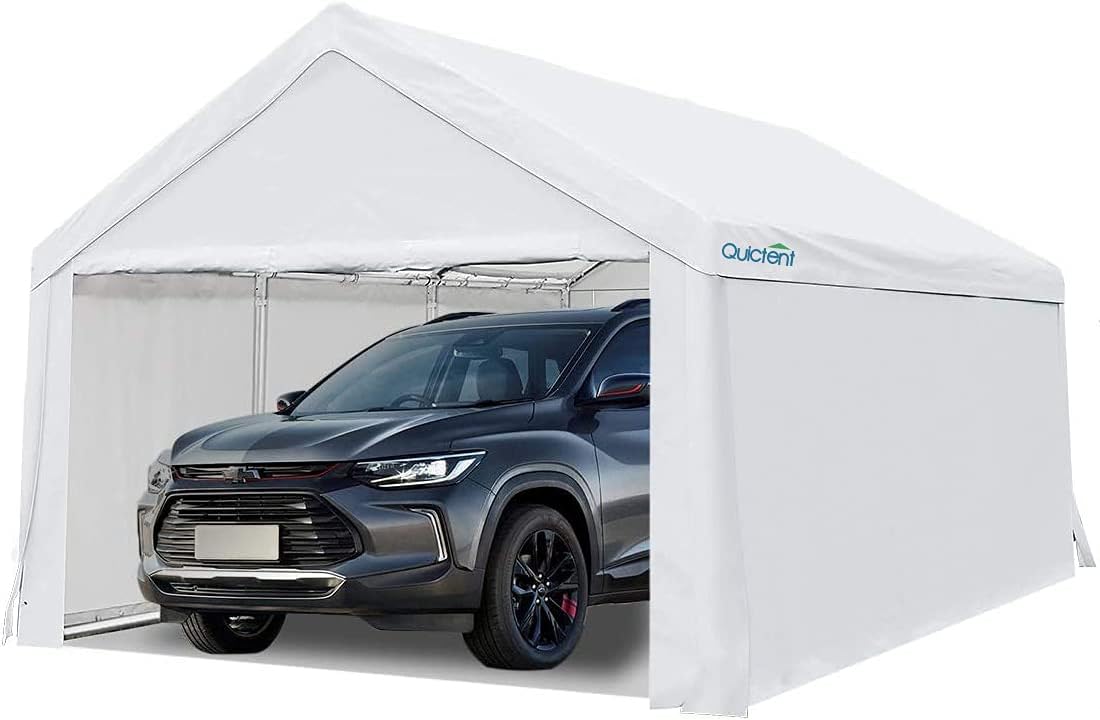 Quictent 10’x20’ Heavy Duty Car Canopy Carport Galvanized Car Shelter with Reinforced Steel Cables and Ground Bars