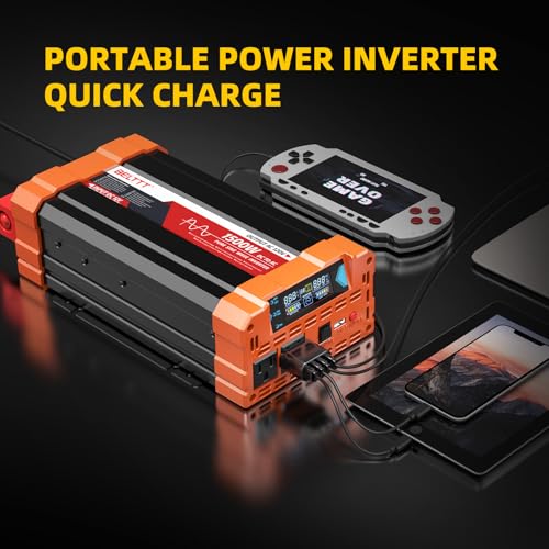 BELTTT 2000W Pure Sine Wave Inverter, Car Power Inverter 12V to 120V AC Converter for RV, Truck, Solar, Outdoor with Dual AC and 20A Socket, 5V 2.1A USB, Surge 4000W, Hardwire Port, Remote Controller