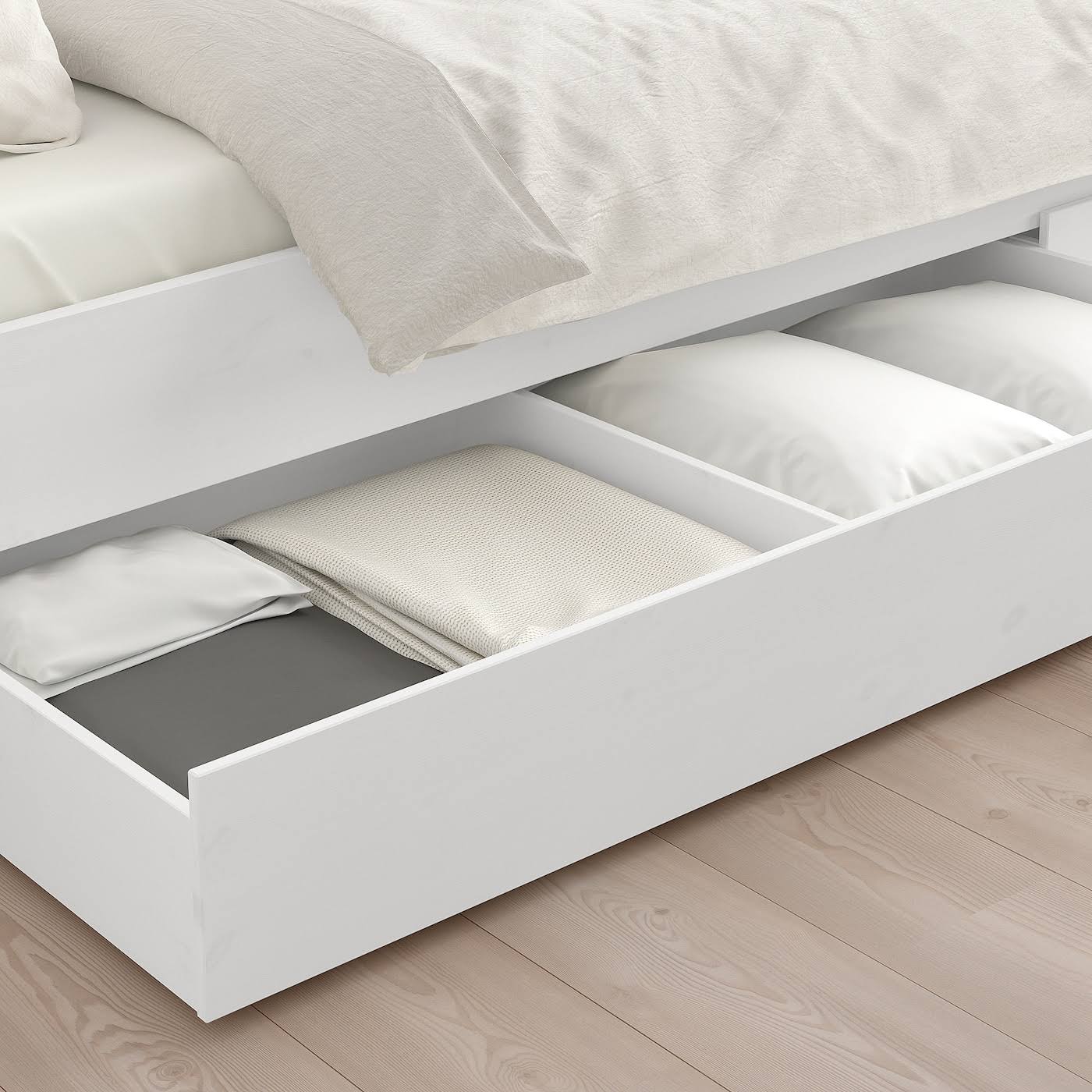 IKEA - HEMNES Bed Frame with 2 Storage Boxes, White Stain, Twin