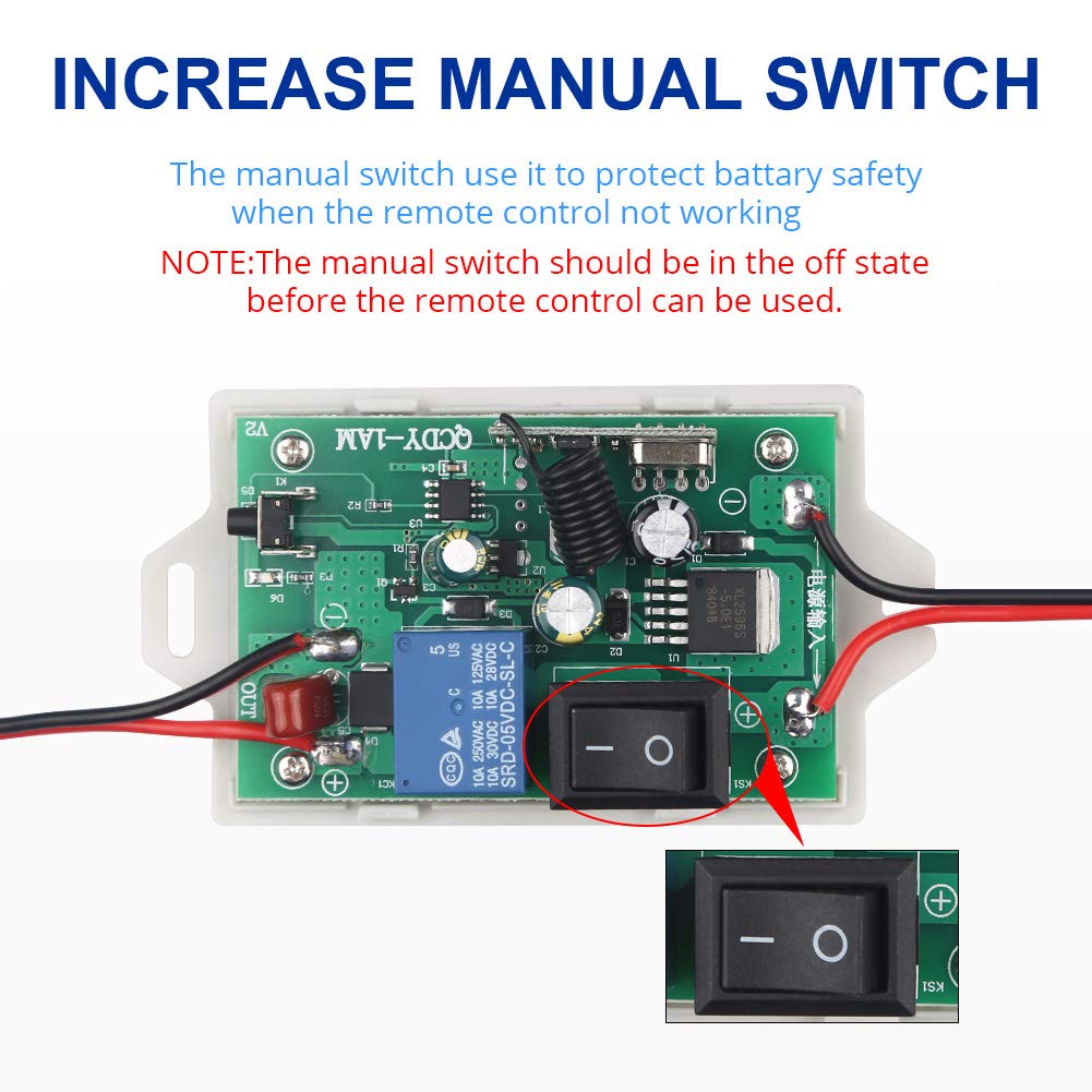 WATERWICH 12V Car Wireless Remote Control Battery Disconnect Switch Cut/Shut Off Marine Battery Switch 180Amp Electromagnetic Valve Terminal System for Van RV Small Truck Agricultural Vehicle(12V)