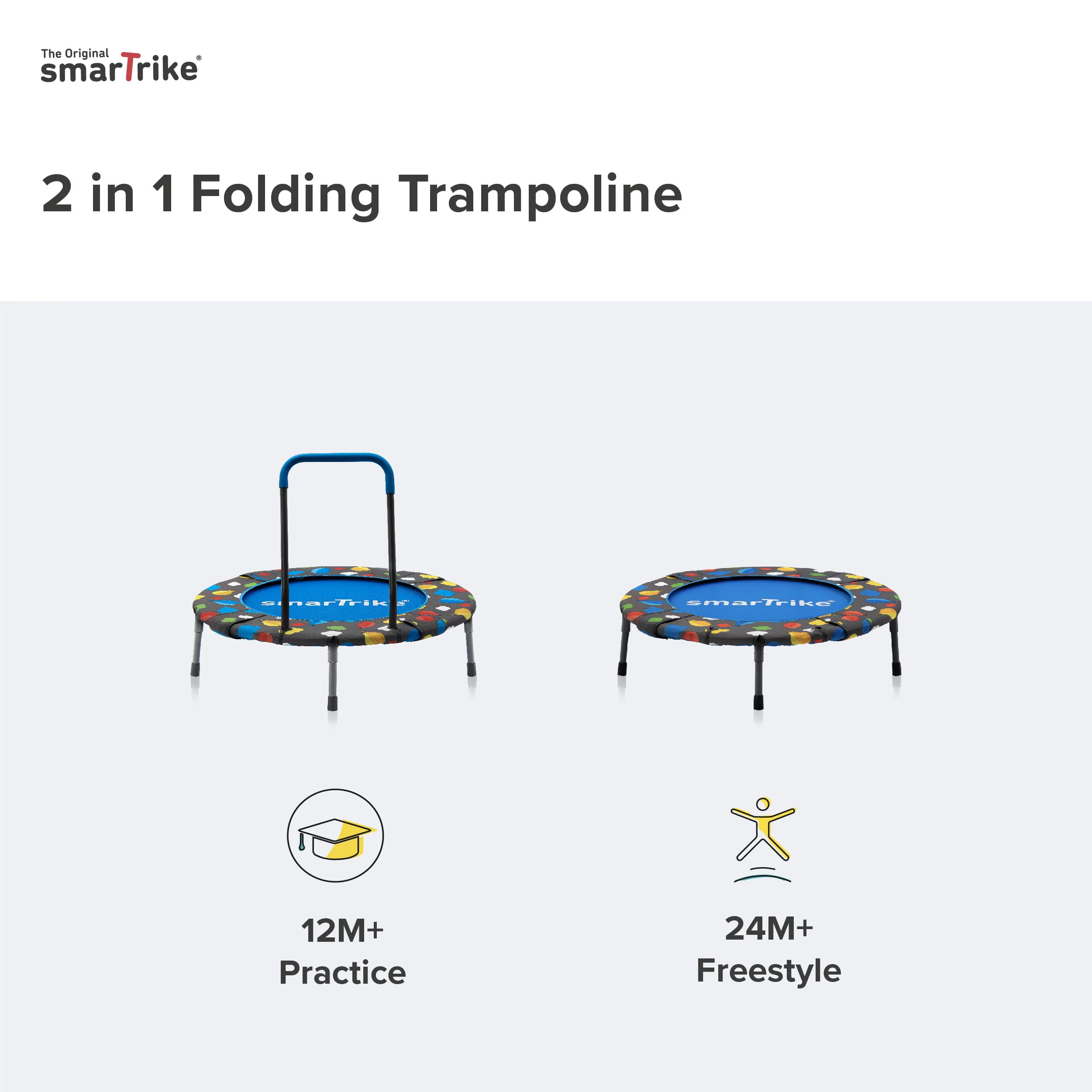 smarTrike 2-in-1 36-inch Indoor Folding Trampoline with Handlebar
