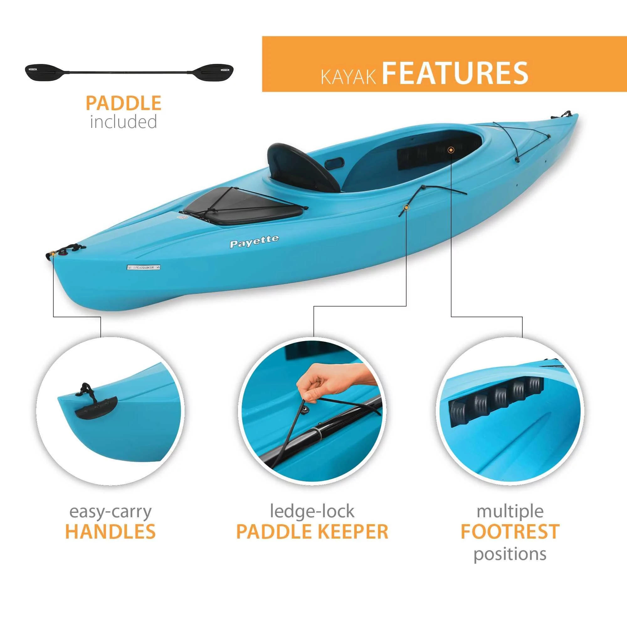 Lifetime Payette 98 Sit-In Kayak - Glacier Blue - 90692