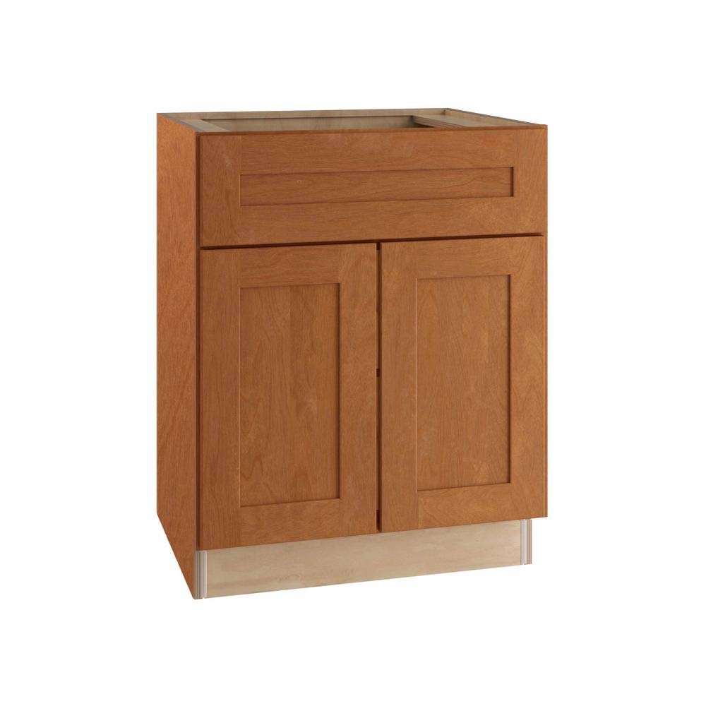 Home Decorators Collection Hargrove Assembled 30 x 34.5 x 21 in. Plywood Shaker Vanity Sink Base Cabinet Soft Close in Stained C