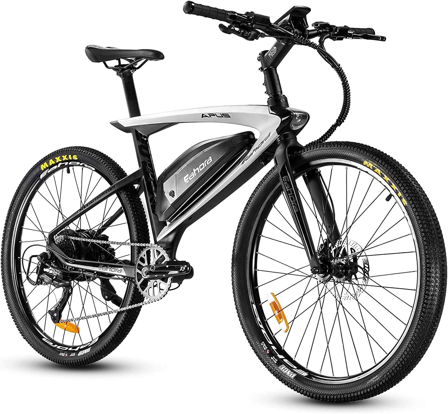eAhora Electric Bike Up to 25MPH 26'' Carbon Fiber Electric Bicycle for Adults 48V/14AH Removable Battery 350W Motor Mountain E-Bike Color Display with USB & Dual Hydraulic Brakes,UL Certified