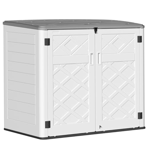 KINYING Horizontal Outdoor Storage Shed,47 Cu.ft Resin Outdoor Storage Cabinet Waterproof for Garden/Patio/Backyards