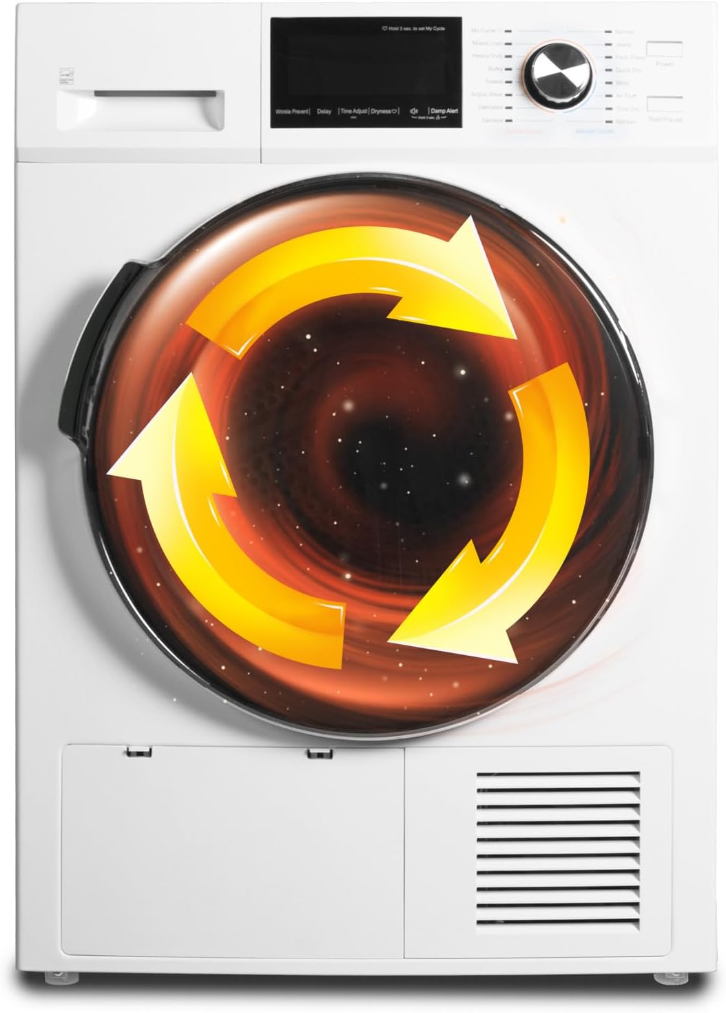 4.4 Cu.Ft Ventless Heat Pump Dryer, 24" Compact Clothes Drying Machine, Electric Front Load Dryer, Stackable for Small Spaces, Apartment, 16 Drying Cycles, White