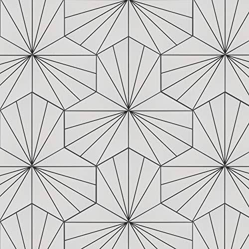 SomerTile FCDASBX Aster Hex Blanco Encaustic Porcelain Floor and Wall Tile, 25