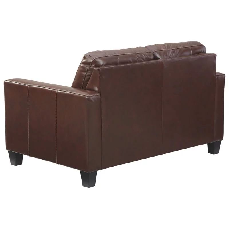 Signature Design by Ashley Altonbury Leather Loveseat in Walnut