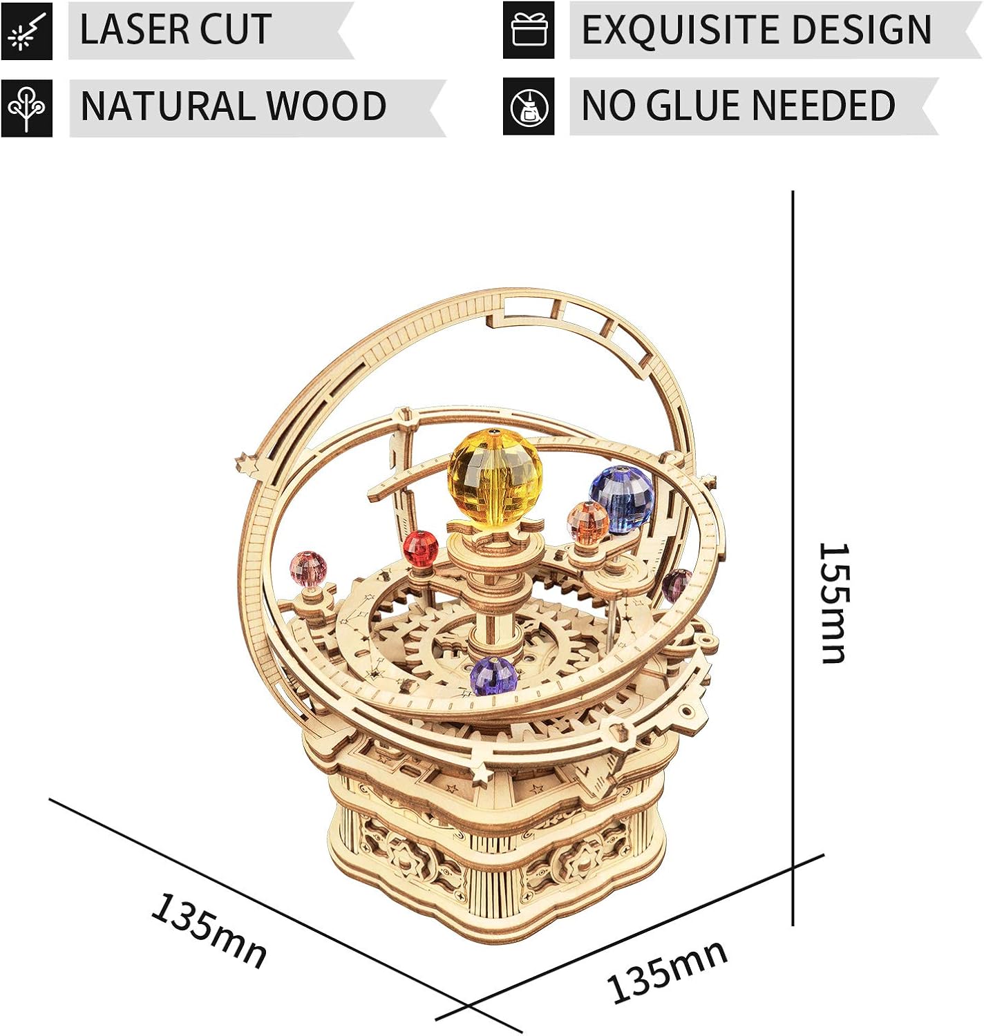 ROKR 3D Wooden Puzzles Model Building Kits Mechanical Music Box Kits Creative Gift for Kids on Birthday/Christmas Day