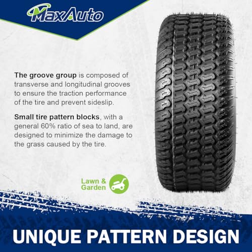 MaxAuto 2 Pcs 20x8-10 Turf Saver Tire, 20x8.00x10 Lawn & Garden Tire - LRB/4ply Tubeless