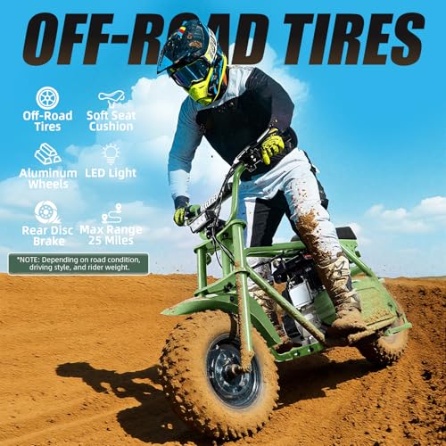 Mini Bike, Gas Dirt Bike, Minibike, Gas Powered Mini Bikes for Adults, 99cc-4 Stroke Pit Bike with Led Light, Min Dirtbike, Motorcycle Max Load 200 Lbs, Max Speed 28 Mph, Age13+
