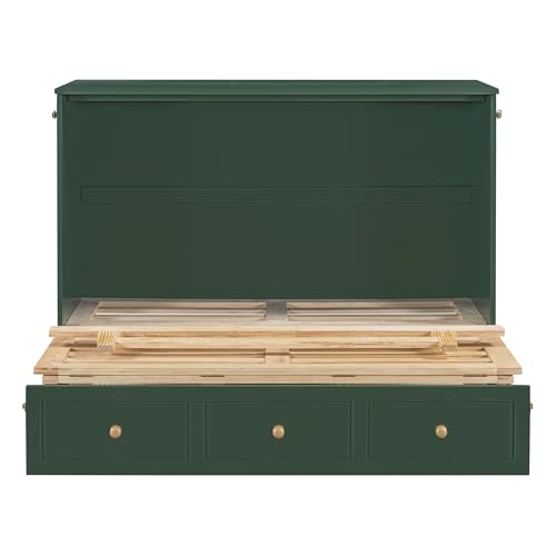 SOFTSEA Queen Murphy Bed with Large Drawers, Folding Wall Bed Wood Murphy Bed for Guestroom Bedroom Office, Gray