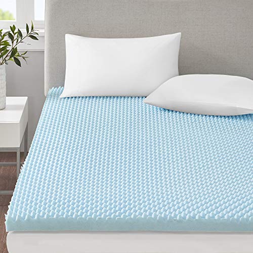 Sleep Philosophy Gel Infused Memory Foam Mattress Topper Luxurious, All Season Enhanced Bed Support, Cal King, 3" Thick, without Cover Blue