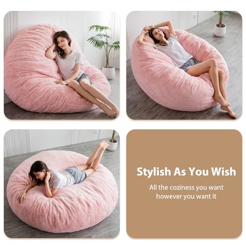 BYBYME 3 in 1 Bean Bag Chairs, Bean Bag Bed for Adults High-Density Foam Filling, Convertible Sofa Bed Faux Fur, Giant Bean Bag Chairs for Adults