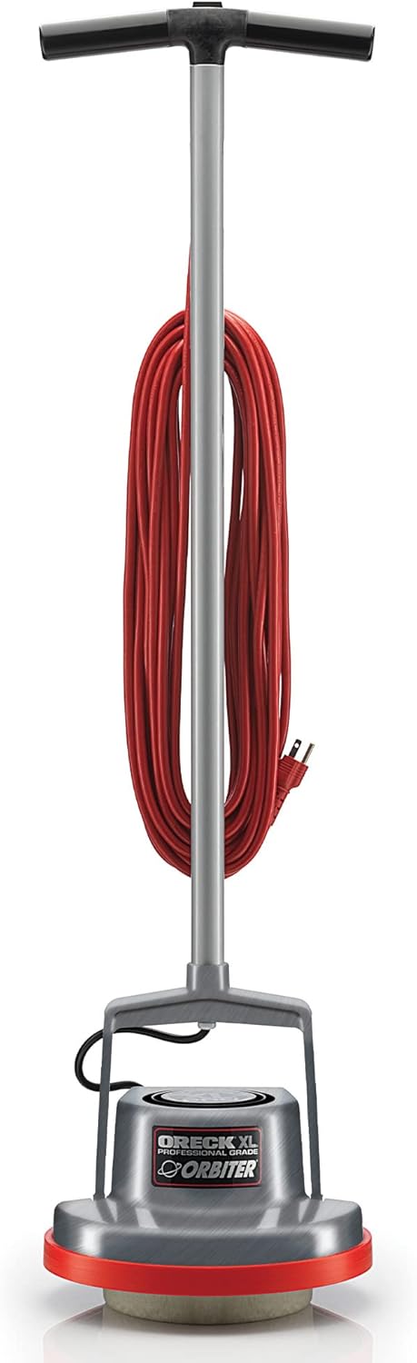Oreck Commercial Orbiter Hard Floor Cleaner Machine ,Multi-Purpose Hardwood Wood Laminate Carpet Tile Concrete Grout Marble Floor Cleaning, 50-Foot Long Cord, ORB550MC, Gray/Red