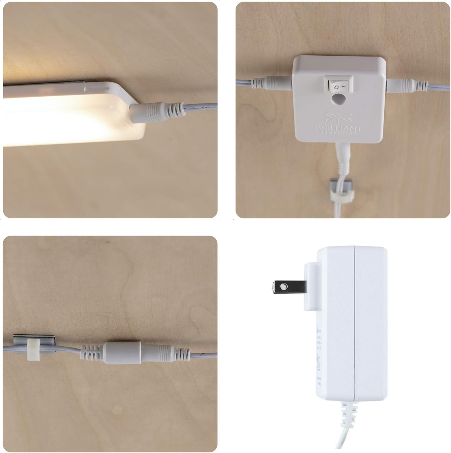 Brilliant Evolution Wired LED Under Cabinet Light Kit with Remote Control (3 Bars), LED Bar Light, Kitchen Under Cabinet Lighting, Stick On Lights, 3000K Warm White Glow Pack of 2