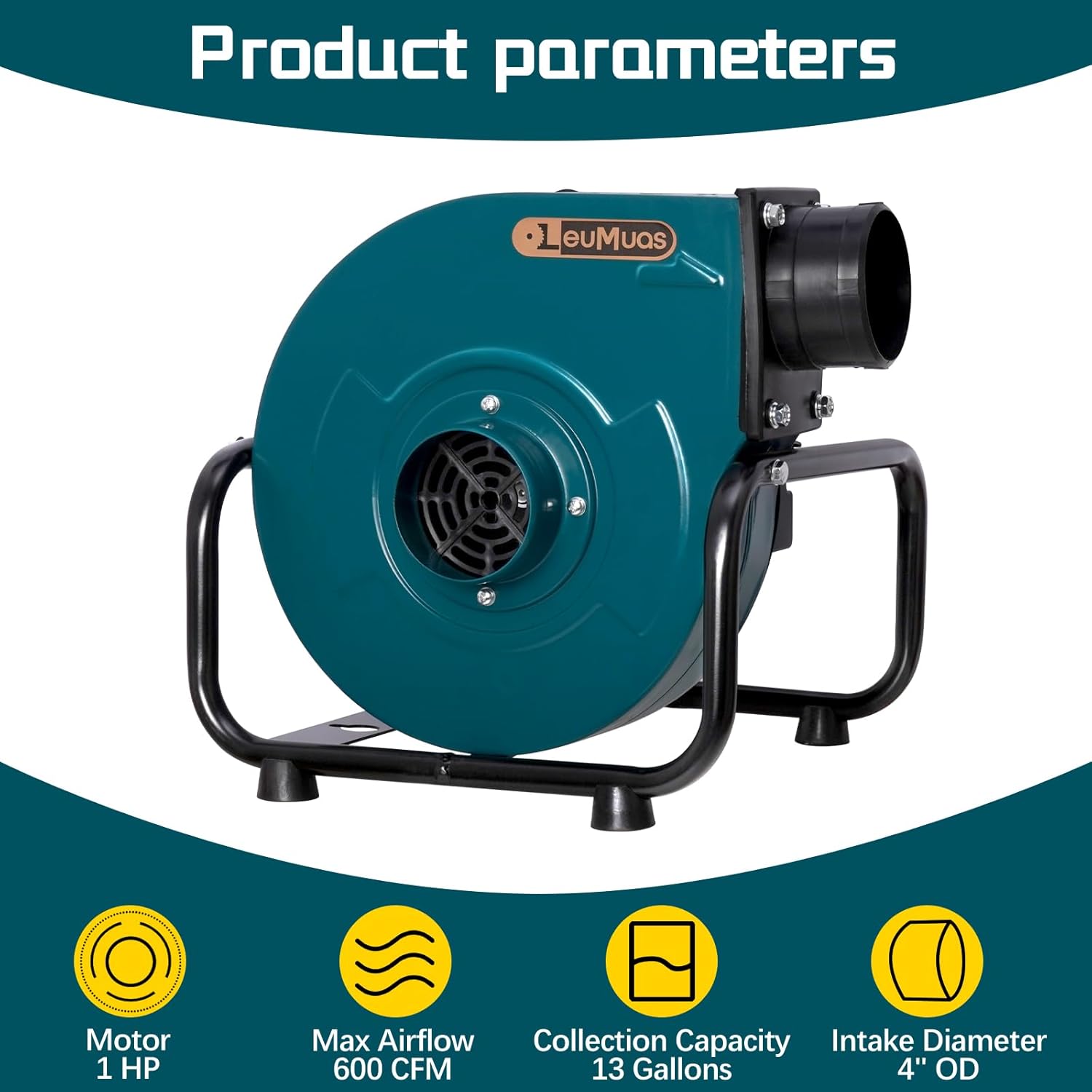 Dust Collector 1HP 600CFM Induction Motor Wall Mount Dust Collectors for Woodworking 13 Gallon Bag 30 Micron Dust Collection
