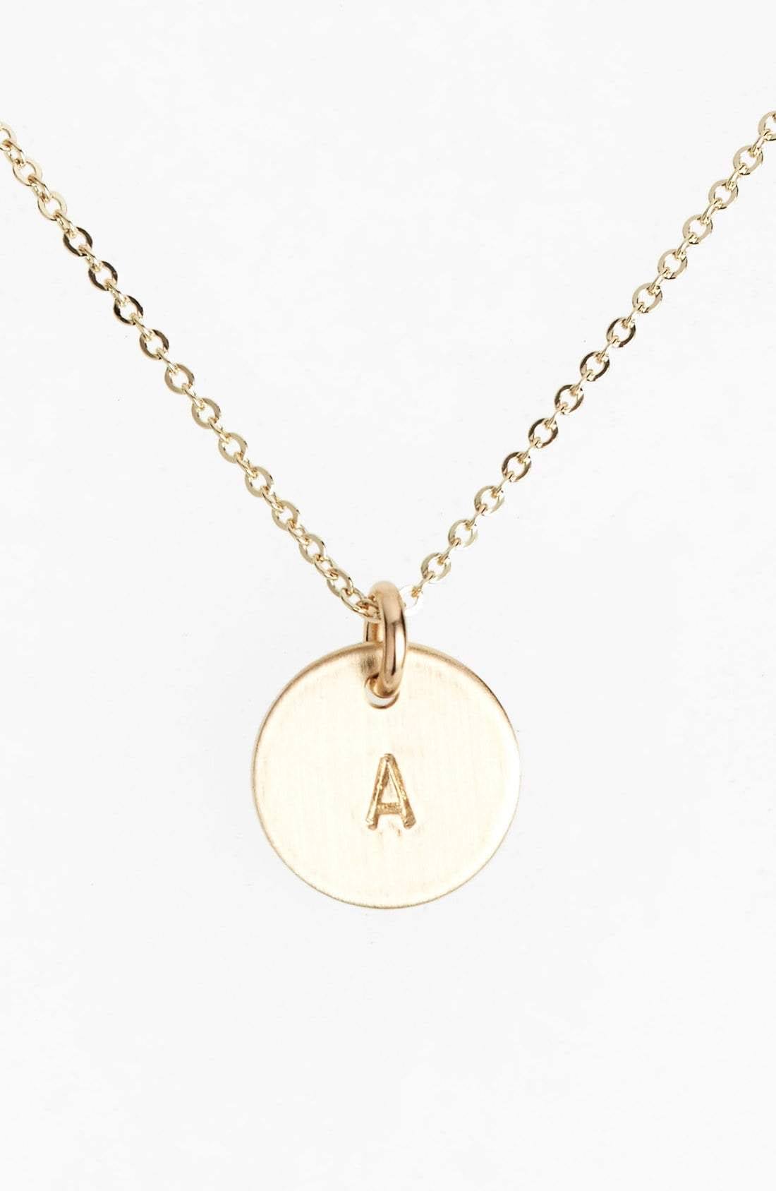 Nashelle 14K-Gold Fill Initial Mini Circle Necklace in 14K Gold Fill A at Nordstrom