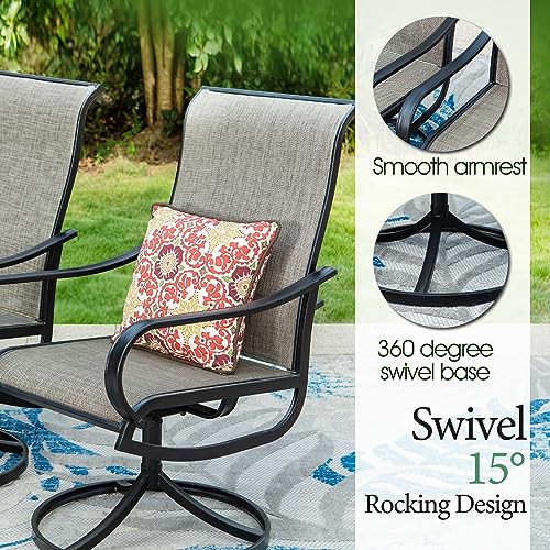 Sophia & William Patio set with Umbrella 8 Pieces Outdoor Dining Set for 6 with 13ft Double-Sided Patio Umbrella Beige, 6 x Swivel Patio Chairs, 1 Metal Table for Lawn Garden