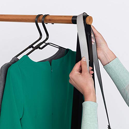Brabantia - Linn Clothes Rack, Compact - Free Standing Clothing Rail - Clothes Storage - Hang, Air, or Dry Clothes - Sturdy Steel Frame & Bamboo Rod - 19 x 13 x 67 inches - Black