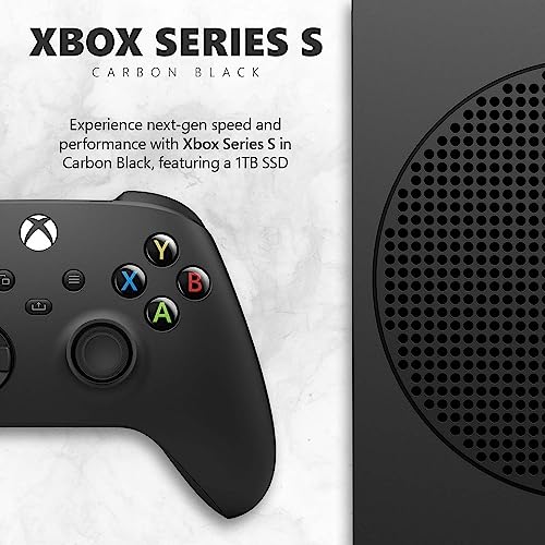 Microsoft Xbox Series S 1TB SSD Console Carbon Black - Includes Xbox Wireless Controller - Up to 120 frames per second - 10GB RAM 1TB SSD - Experience high dynamic range - Xbox Velocity Architecture (Renewed)